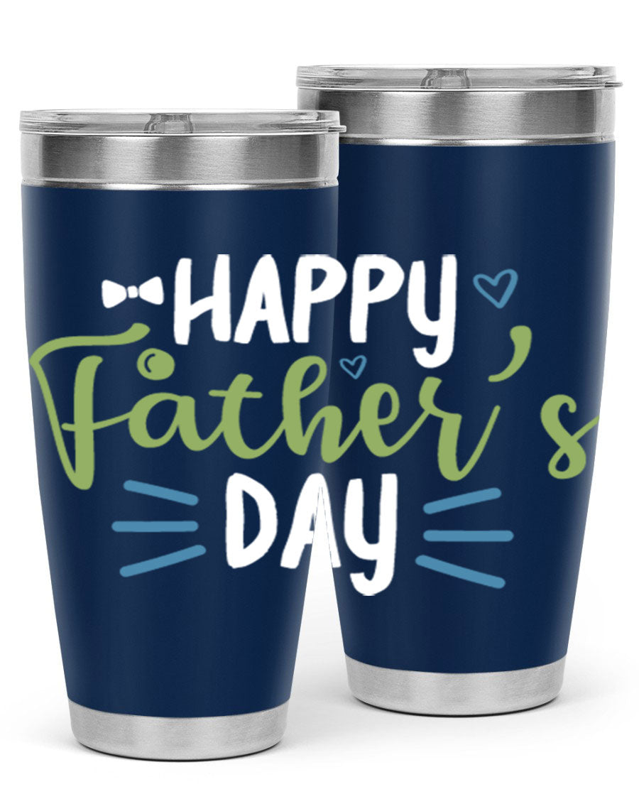Happy Father's Day 20oz Tumbler made of stainless steel with a drink-thru lid, featuring a stylish design for hot and cold beverages.