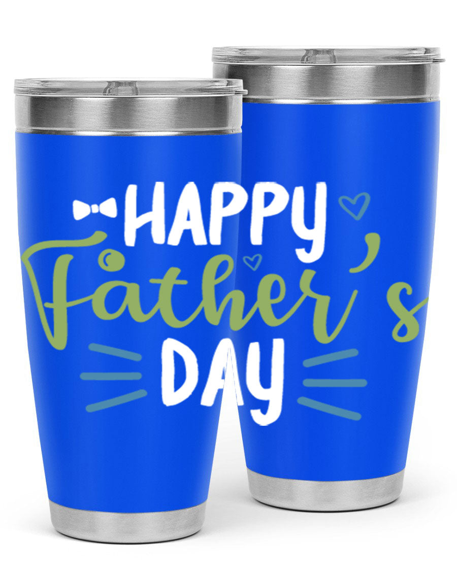 Happy Father's Day 20oz Tumbler made of stainless steel with a drink-thru lid, featuring a stylish design for hot and cold beverages.