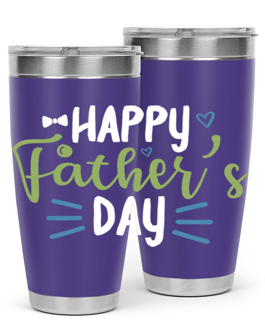 Happy Father's Day 20oz Tumbler made of stainless steel with a drink-thru lid, featuring a stylish design for hot and cold beverages.