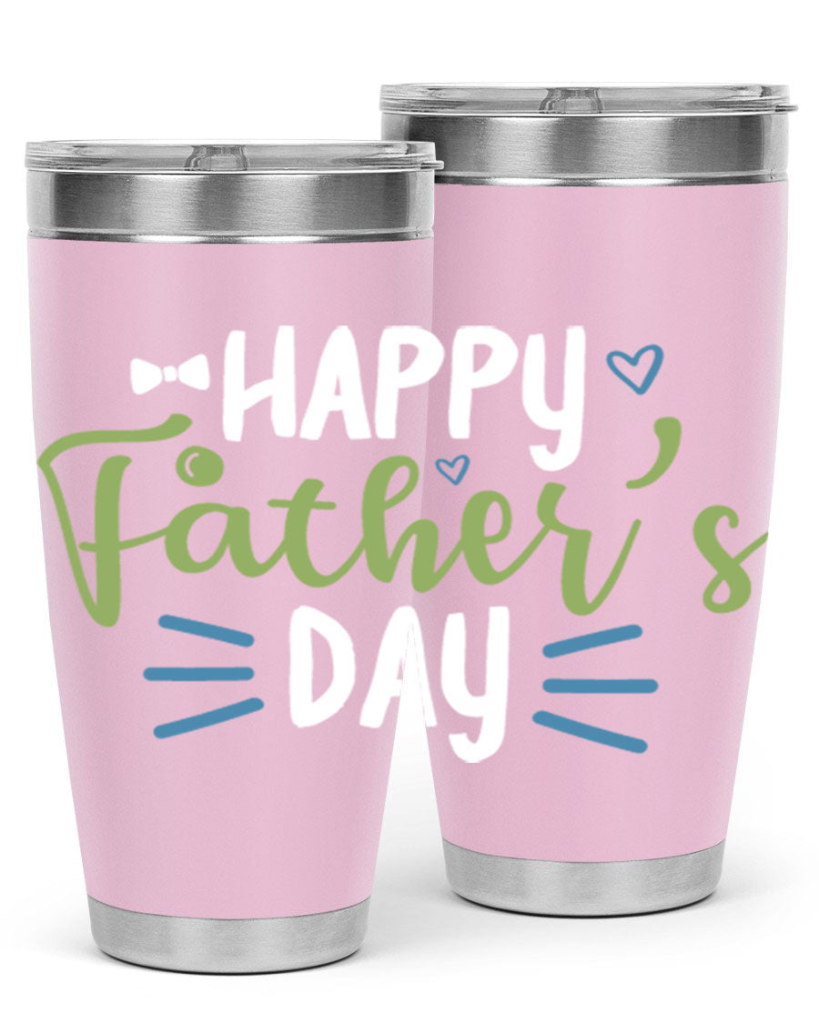 Happy Father's Day 20oz Tumbler made of stainless steel with a drink-thru lid, featuring a stylish design for hot and cold beverages.