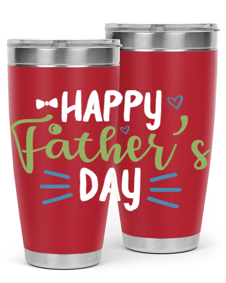 Happy Father's Day 20oz Tumbler made of stainless steel with a drink-thru lid, featuring a stylish design for hot and cold beverages.