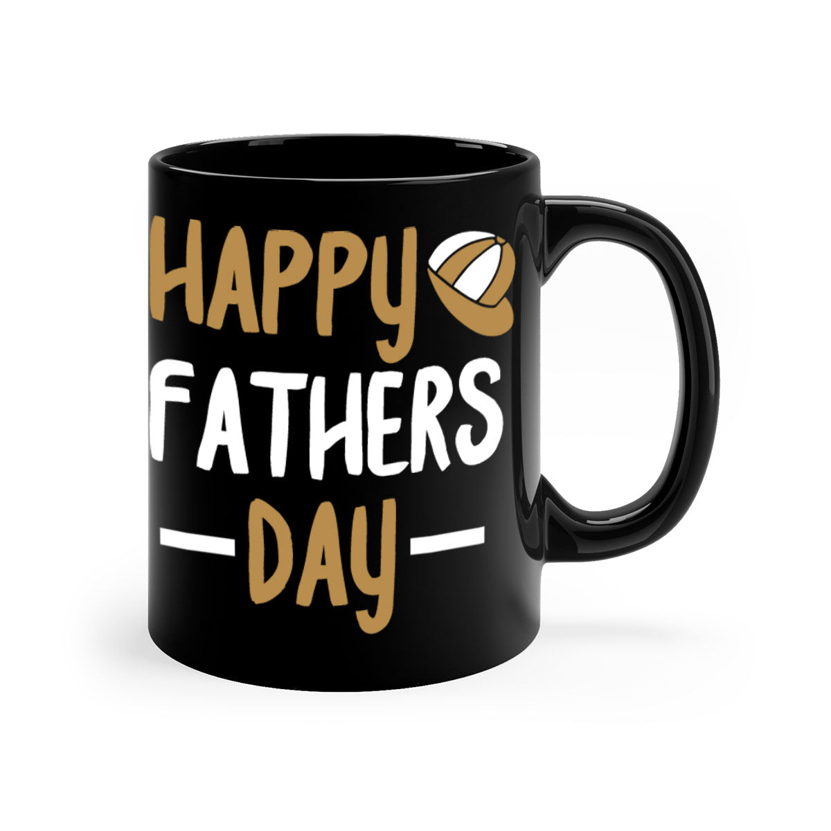 Happy Father's Day Mug with colorful handle and glossy finish, available in multiple colors and sizes.