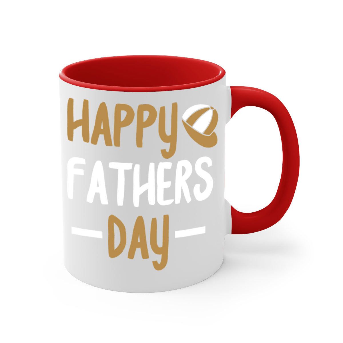 Happy Father's Day Mug with colorful handle and glossy finish, available in multiple colors and sizes.