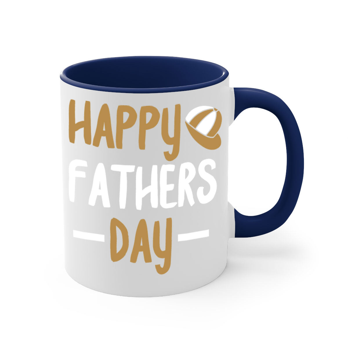 Happy Father's Day Mug with colorful handle and glossy finish, available in multiple colors and sizes.