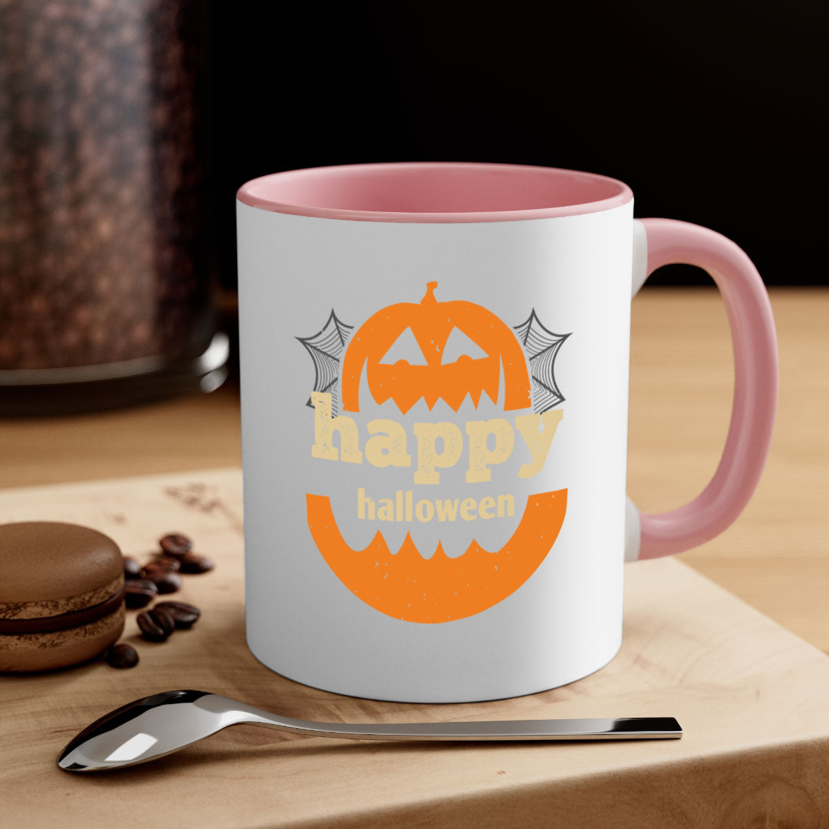 Happy Halloween 153# Mug with colorful handle and glossy finish, perfect for coffee or tea.