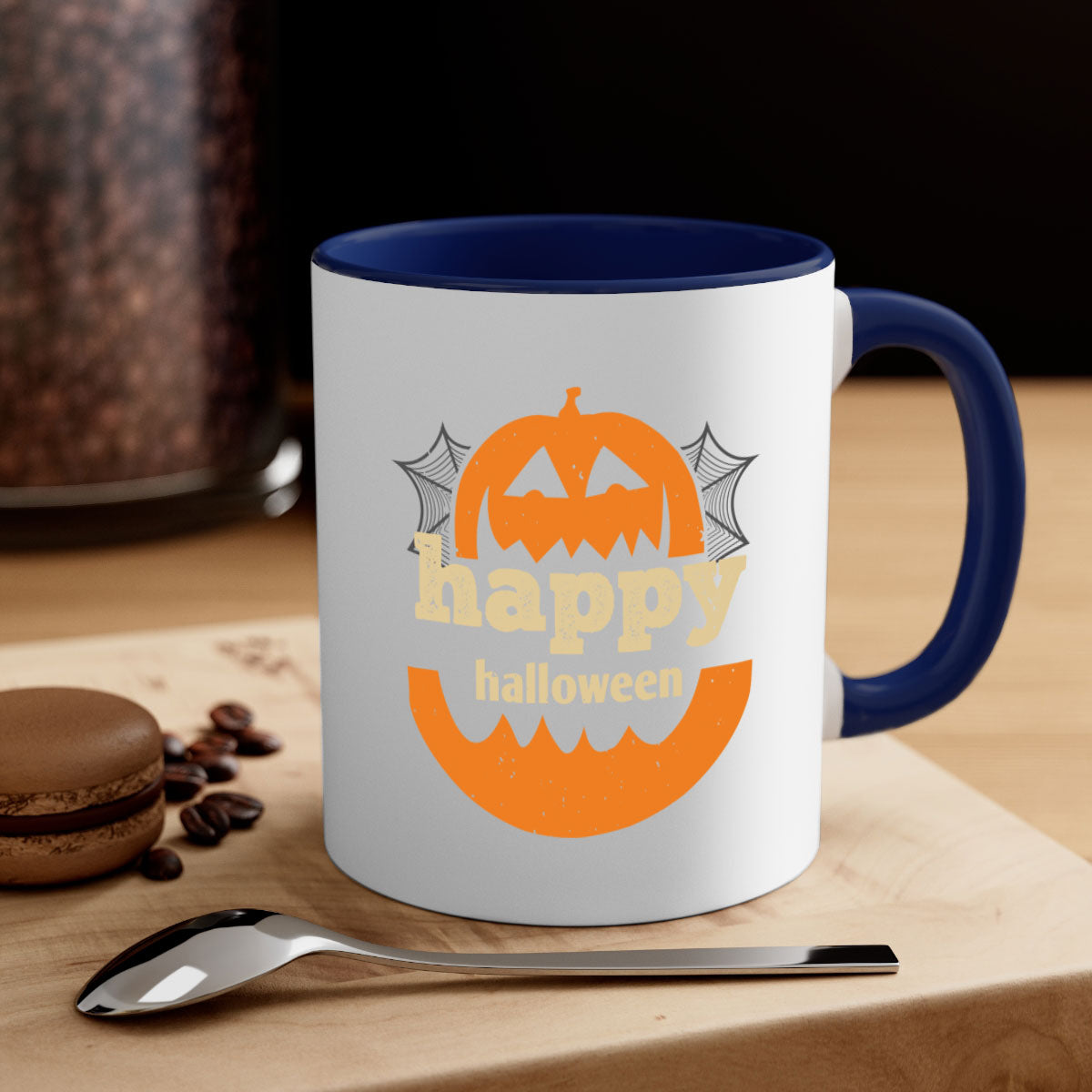 Happy Halloween 153# Mug with colorful handle and glossy finish, perfect for coffee or tea.
