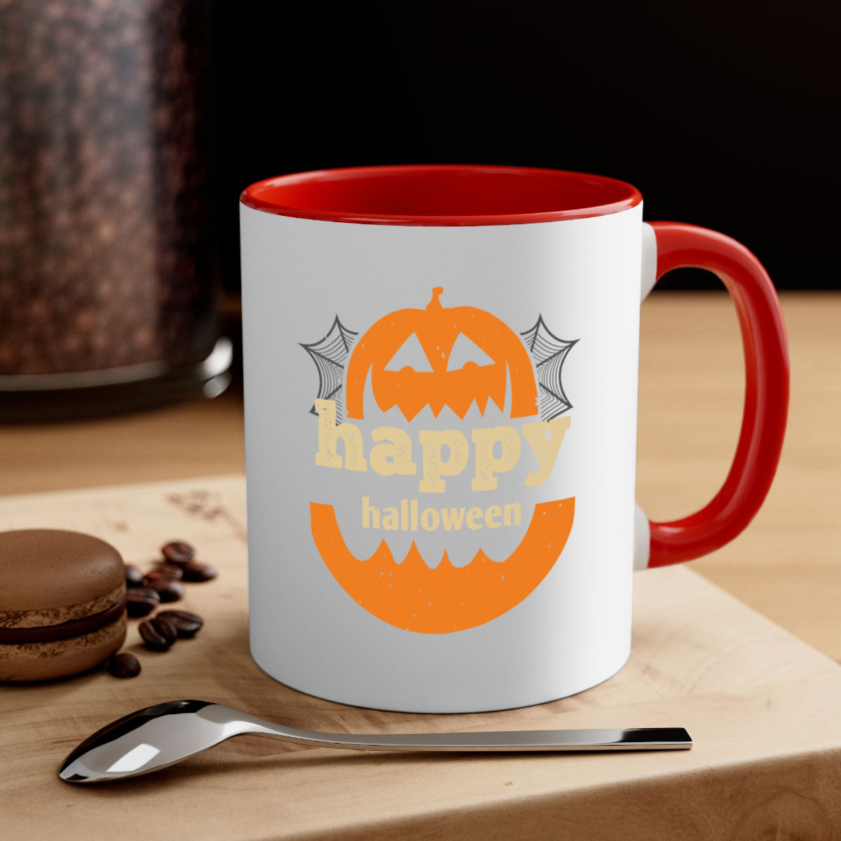 Happy Halloween 153# Mug with colorful handle and glossy finish, perfect for coffee or tea.