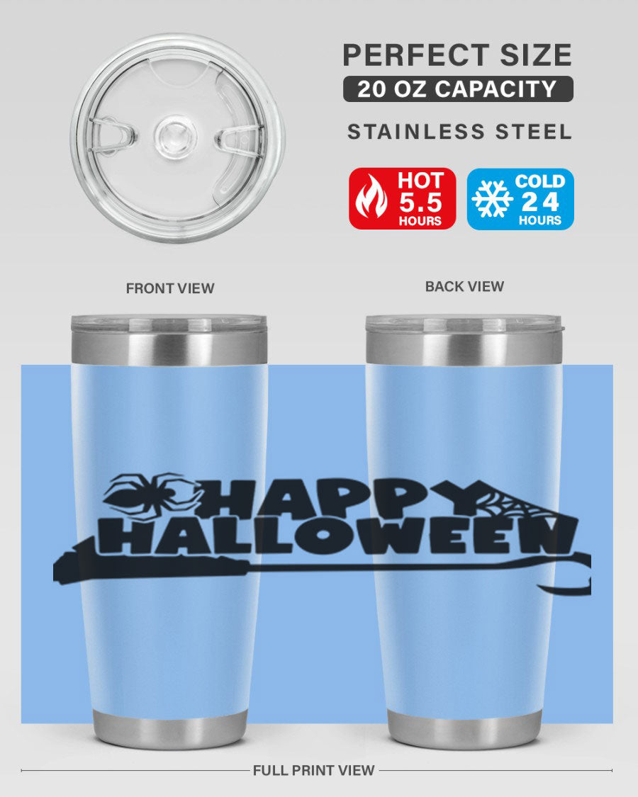 Happy Halloween 66# Tumbler featuring double wall vacuum stainless steel design, perfect for hot and cold beverages.