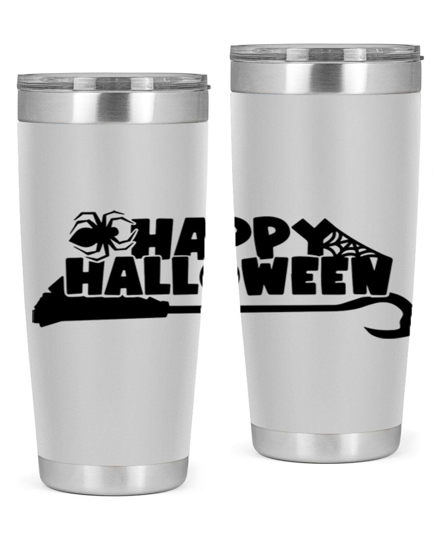 Happy Halloween 66# Tumbler featuring double wall vacuum stainless steel design, perfect for hot and cold beverages.