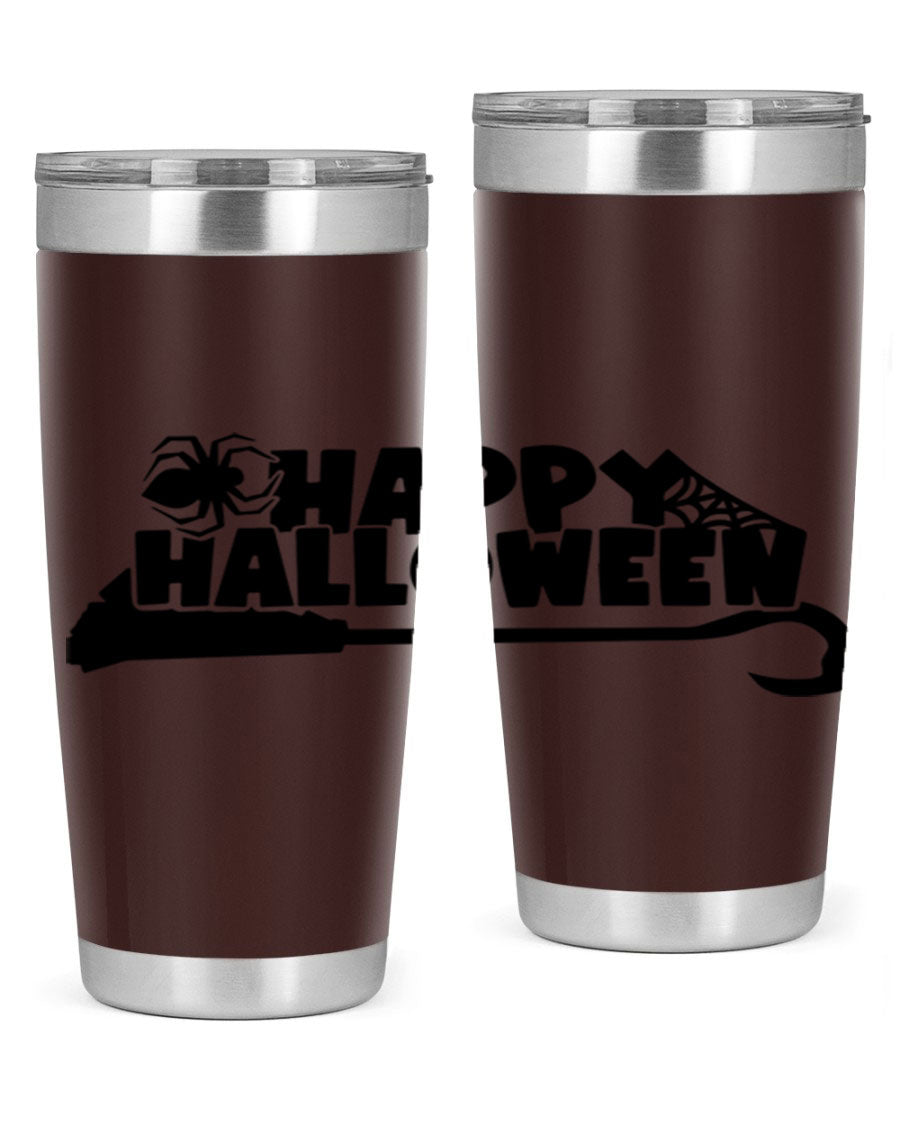 Happy Halloween 66# Tumbler featuring double wall vacuum stainless steel design, perfect for hot and cold beverages.