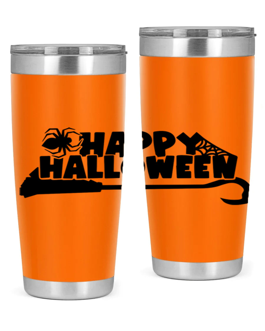 Happy Halloween 66# Tumbler featuring double wall vacuum stainless steel design, perfect for hot and cold beverages.