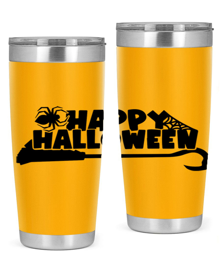Happy Halloween 66# Tumbler featuring double wall vacuum stainless steel design, perfect for hot and cold beverages.