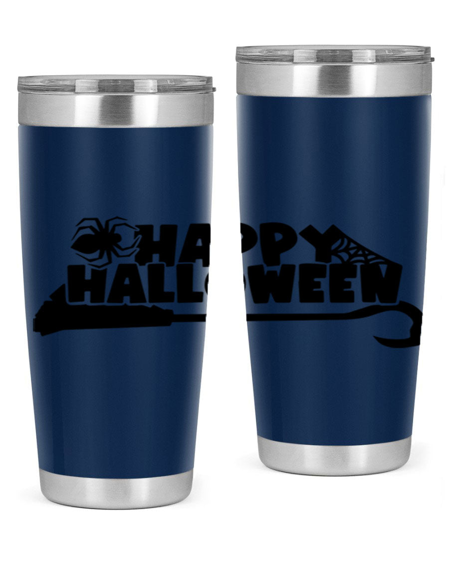 Happy Halloween 66# Tumbler featuring double wall vacuum stainless steel design, perfect for hot and cold beverages.