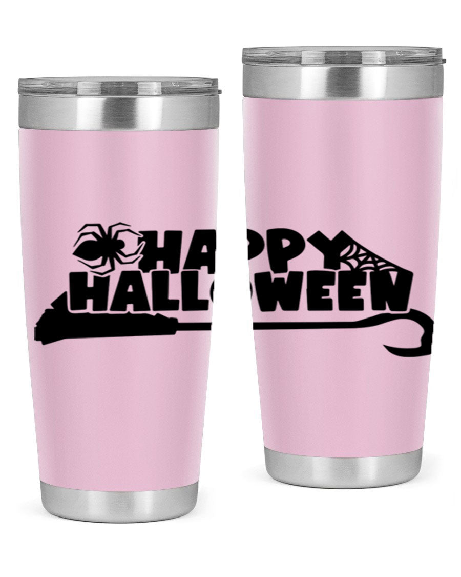 Happy Halloween 66# Tumbler featuring double wall vacuum stainless steel design, perfect for hot and cold beverages.