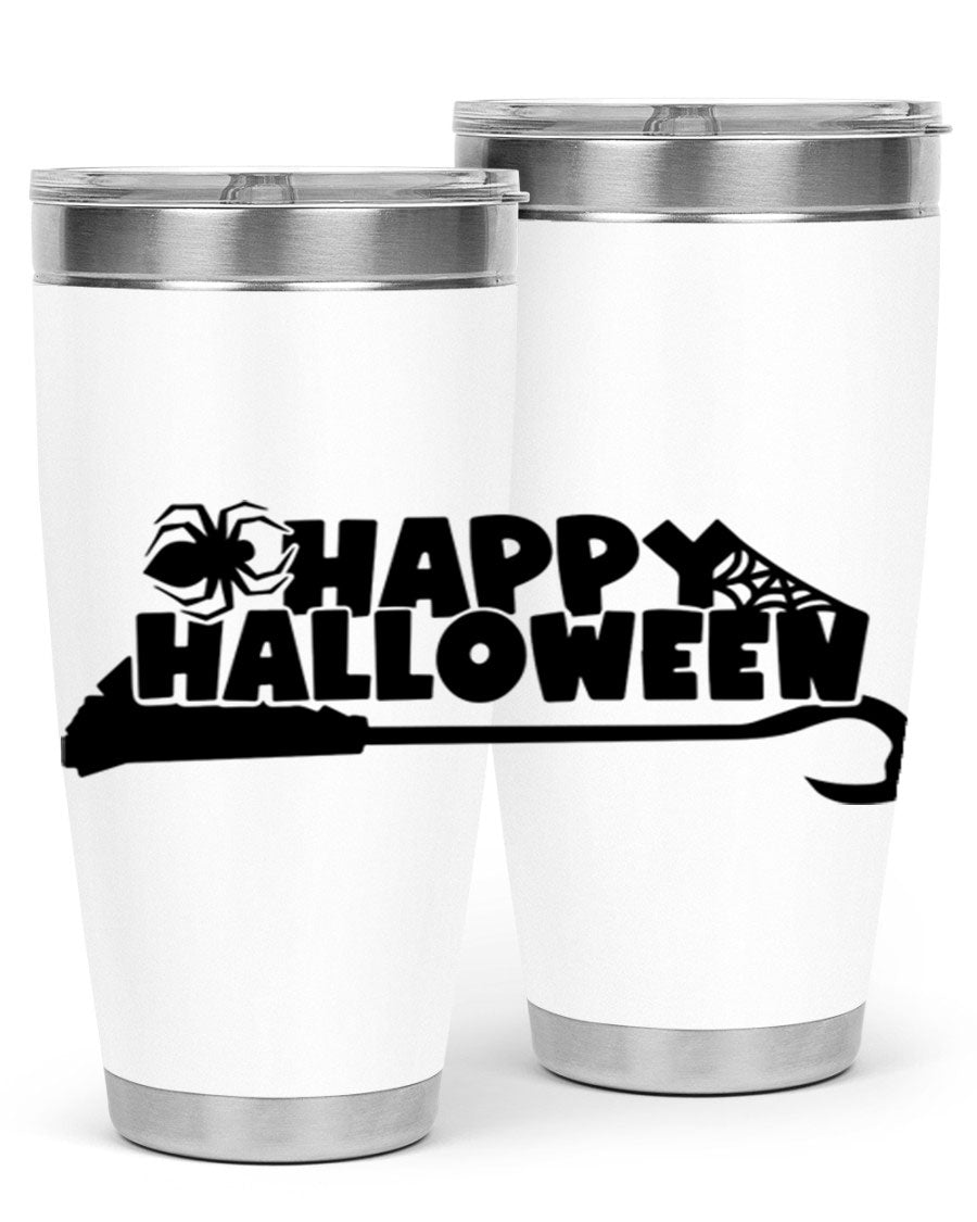 Happy Halloween 66# Tumbler featuring double wall vacuum stainless steel design, perfect for hot and cold beverages.
