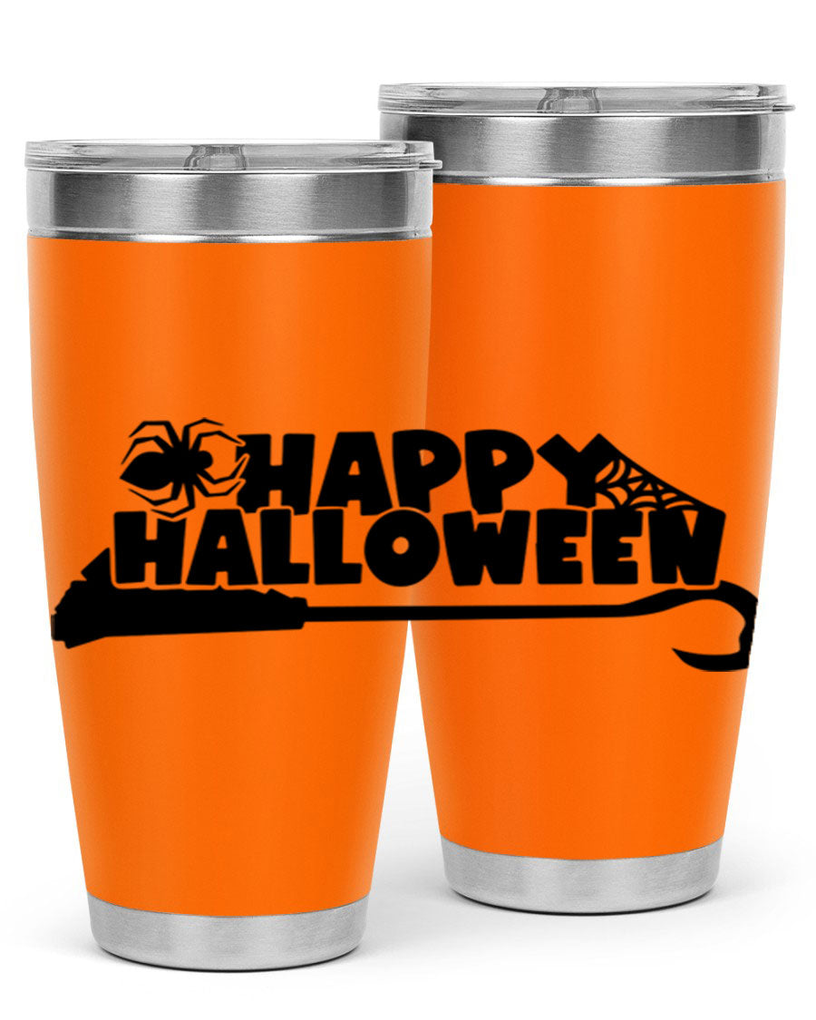 Happy Halloween 66# Tumbler featuring double wall vacuum stainless steel design, perfect for hot and cold beverages.