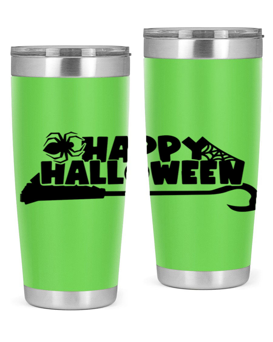 Happy Halloween 66# Tumbler featuring double wall vacuum stainless steel design, perfect for hot and cold beverages.