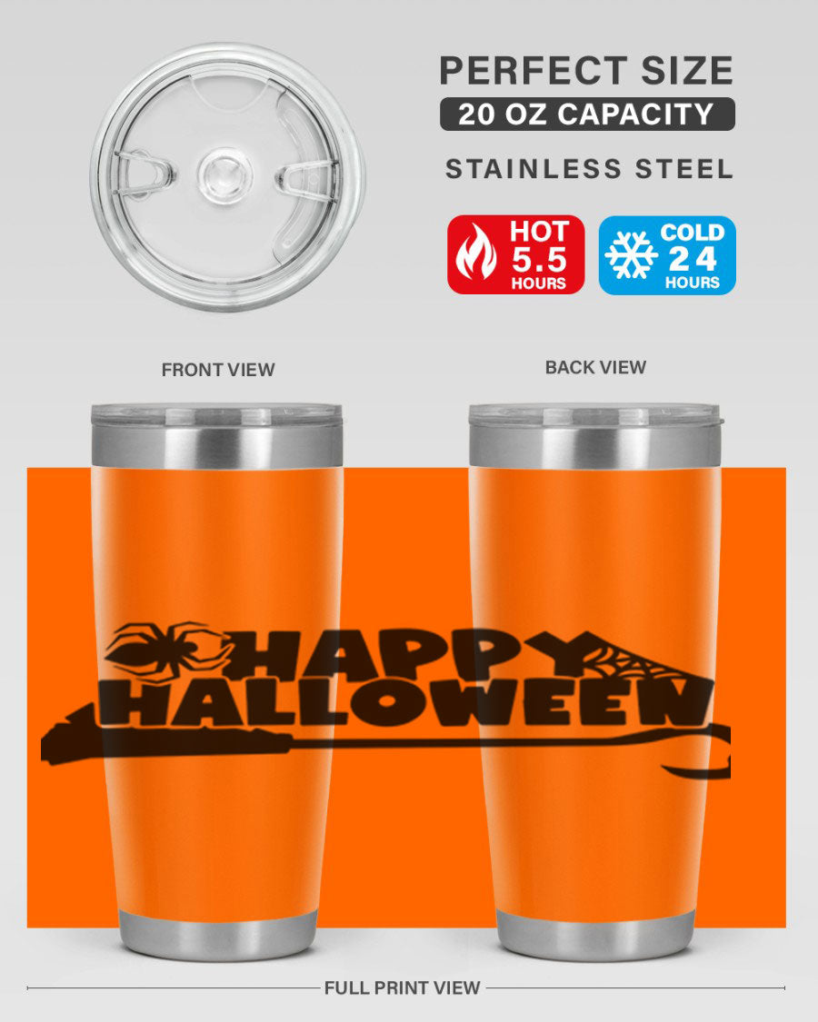 Happy Halloween 66# Tumbler featuring double wall vacuum stainless steel design, perfect for hot and cold beverages.