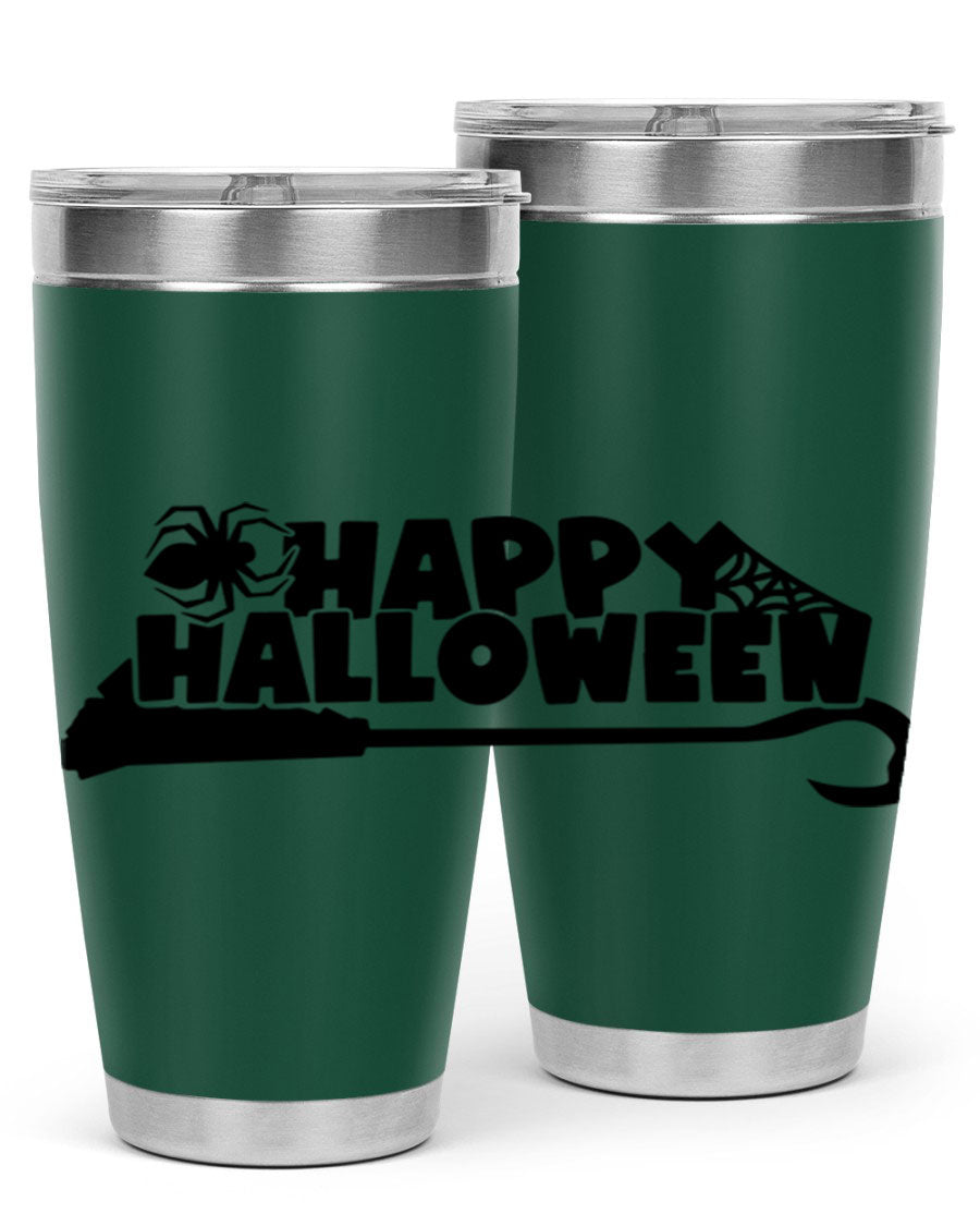 Happy Halloween 66# Tumbler featuring double wall vacuum stainless steel design, perfect for hot and cold beverages.