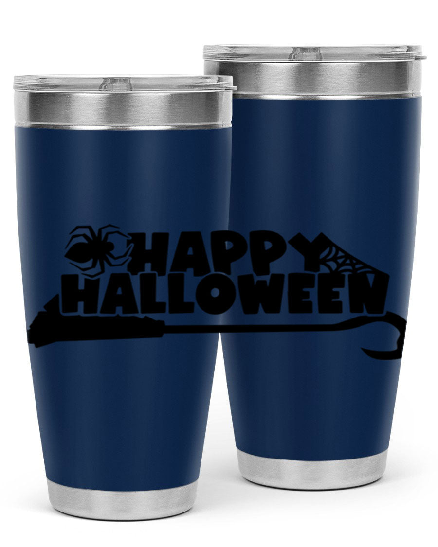 Happy Halloween 66# Tumbler featuring double wall vacuum stainless steel design, perfect for hot and cold beverages.
