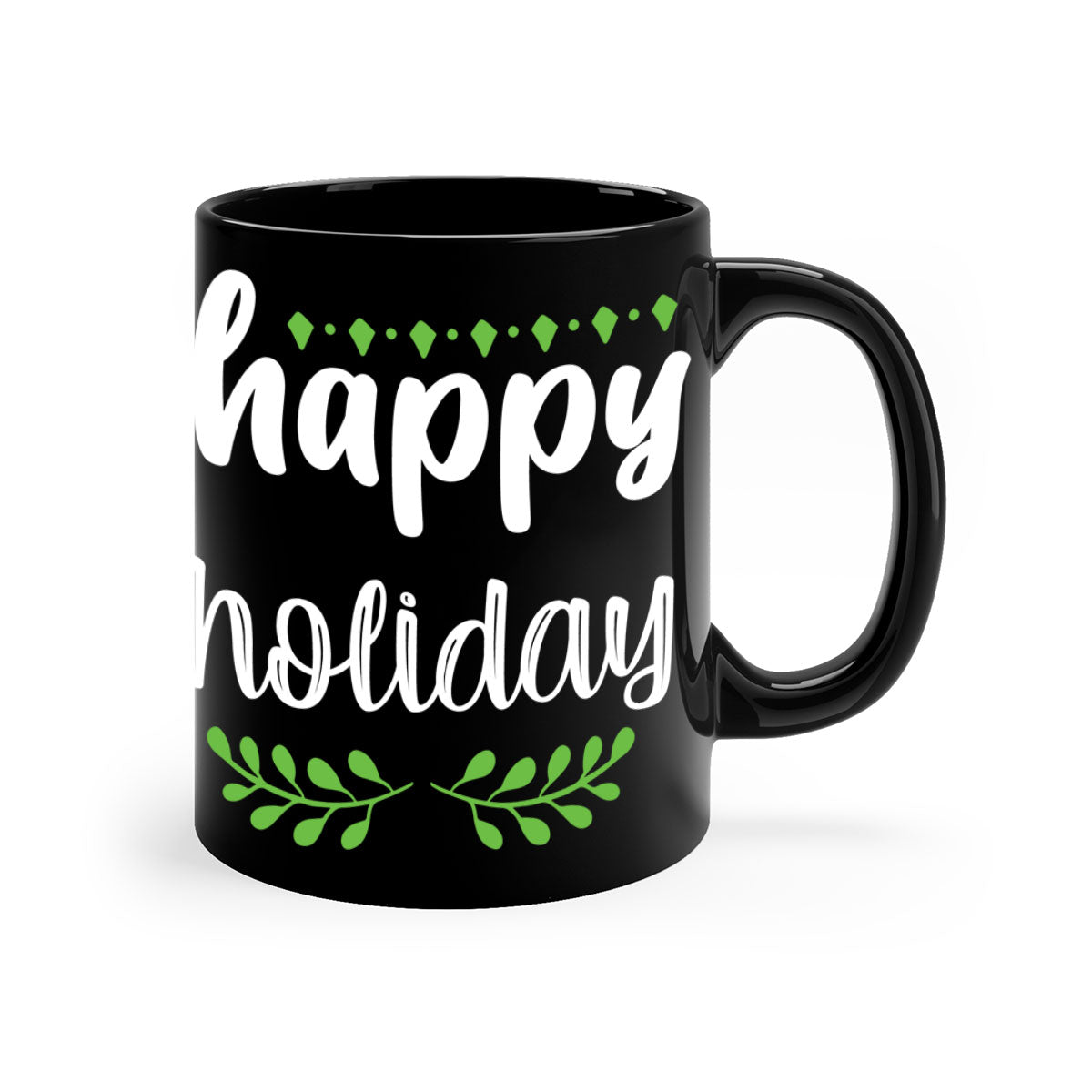 Happy Holiday Style 254# Christmas Mug with colorful handle and glossy finish, perfect for coffee or tea.