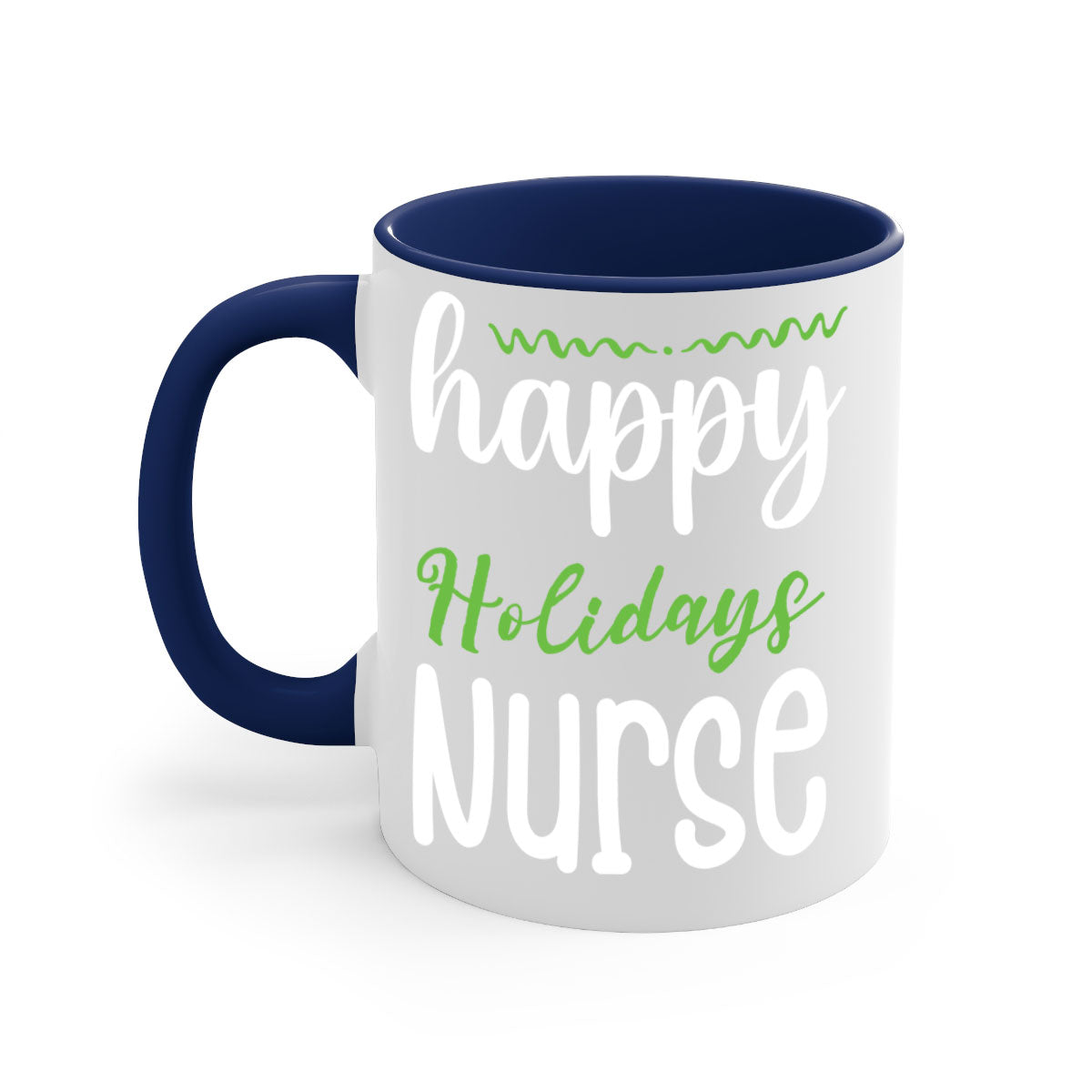 Happy Holidays Nurse Style 261# Christmas Mug with colorful handle and glossy finish, perfect for coffee and tea.