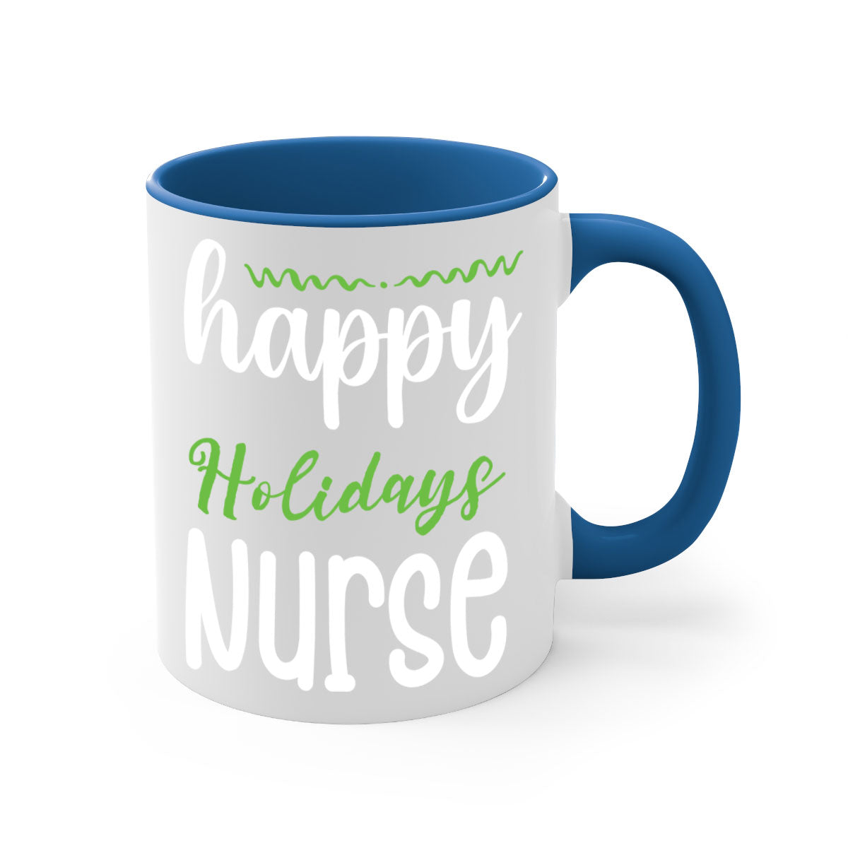 Happy Holidays Nurse Style 261# Christmas Mug with colorful handle and glossy finish, perfect for coffee and tea.