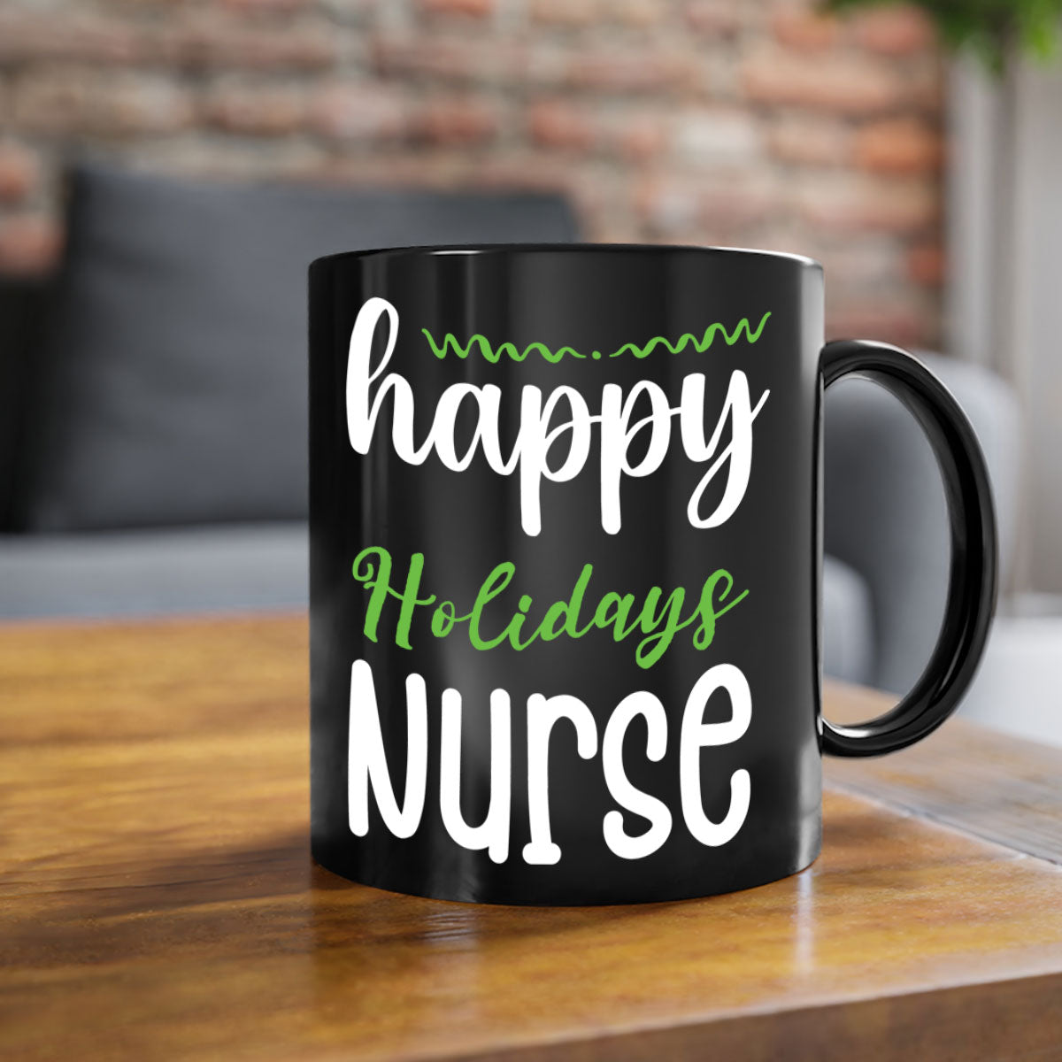Happy Holidays Nurse Style 261# Christmas Mug with colorful handle and glossy finish, perfect for coffee and tea.