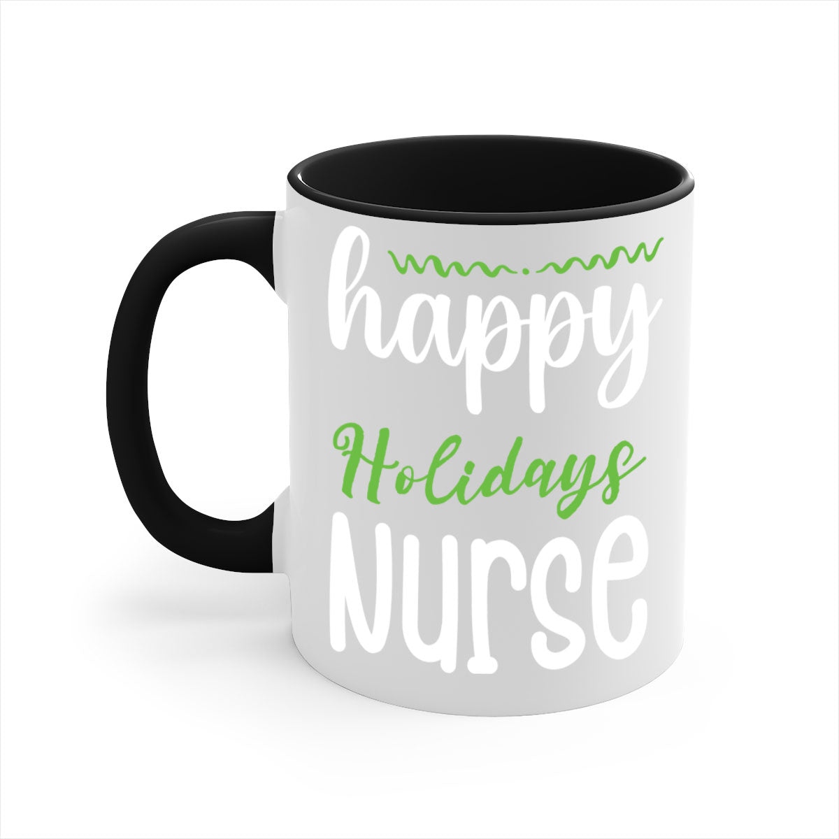 Happy Holidays Nurse Style 261# Christmas Mug with colorful handle and glossy finish, perfect for coffee and tea.