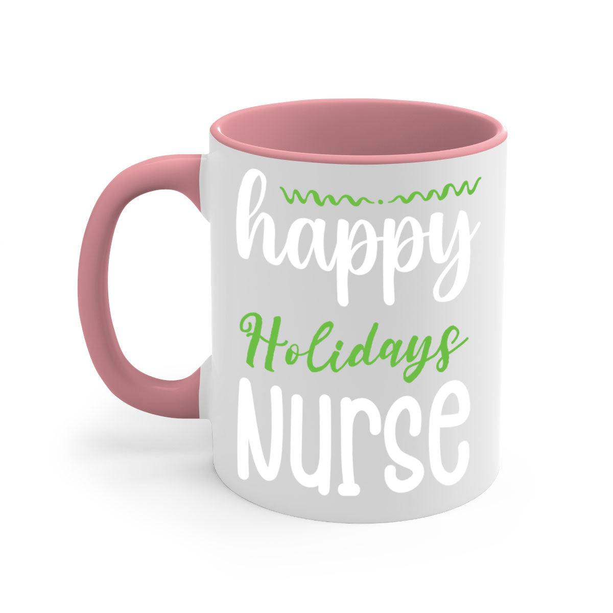Happy Holidays Nurse Style 261# Christmas Mug with colorful handle and glossy finish, perfect for coffee and tea.