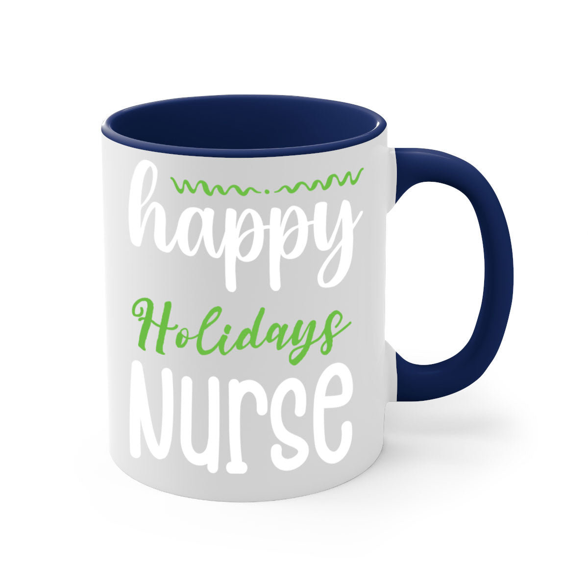 Happy Holidays Nurse Style 261# Christmas Mug with colorful handle and glossy finish, perfect for coffee and tea.