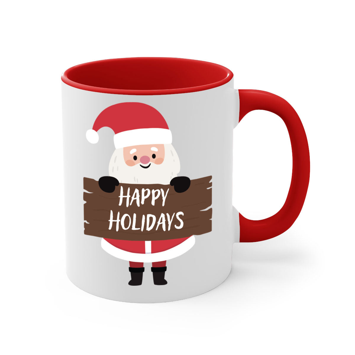 Happy Holidays Style 5# Christmas Mug with colorful handle and glossy finish, perfect for coffee or tea.