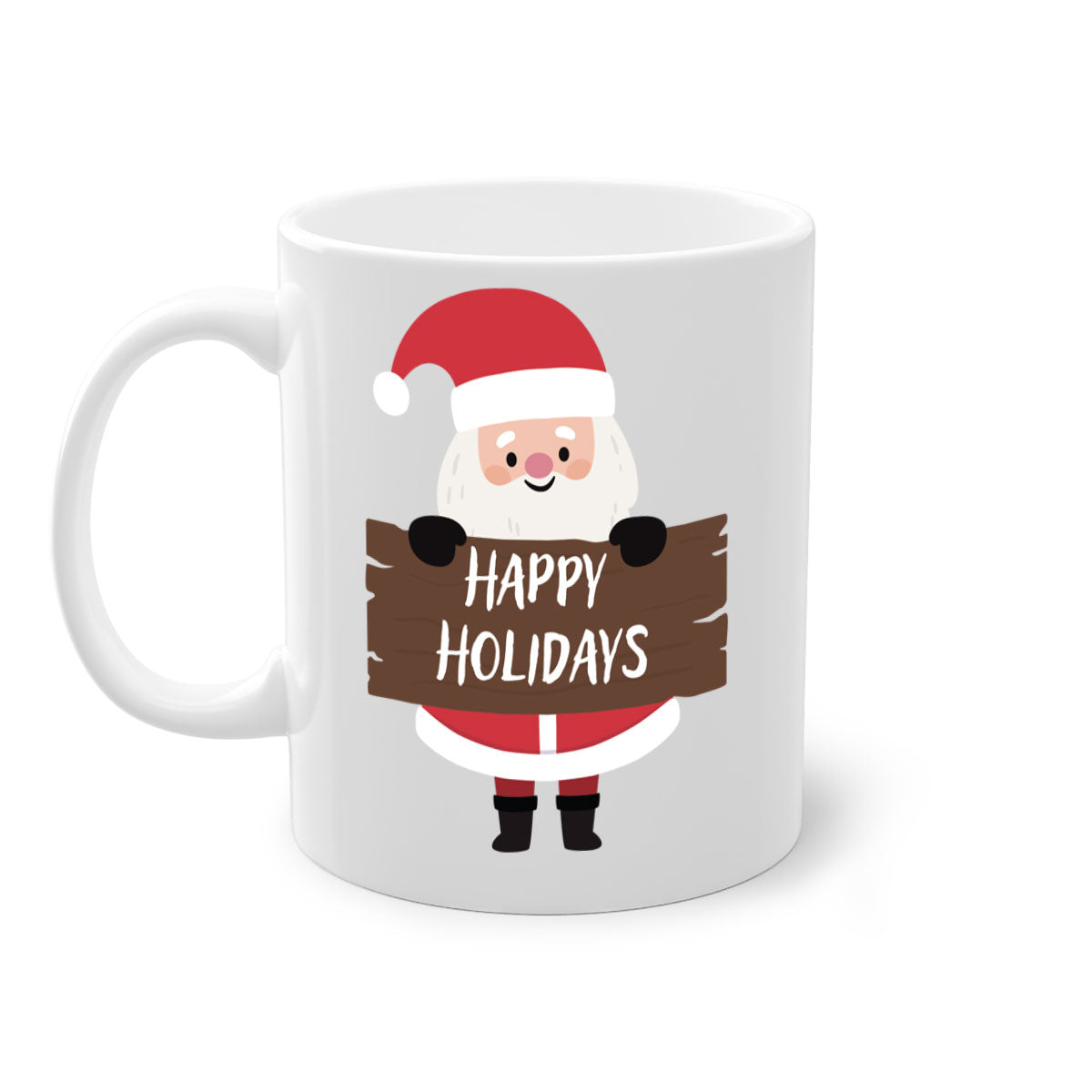 Happy Holidays Style 5# Christmas Mug with colorful handle and glossy finish, perfect for coffee or tea.