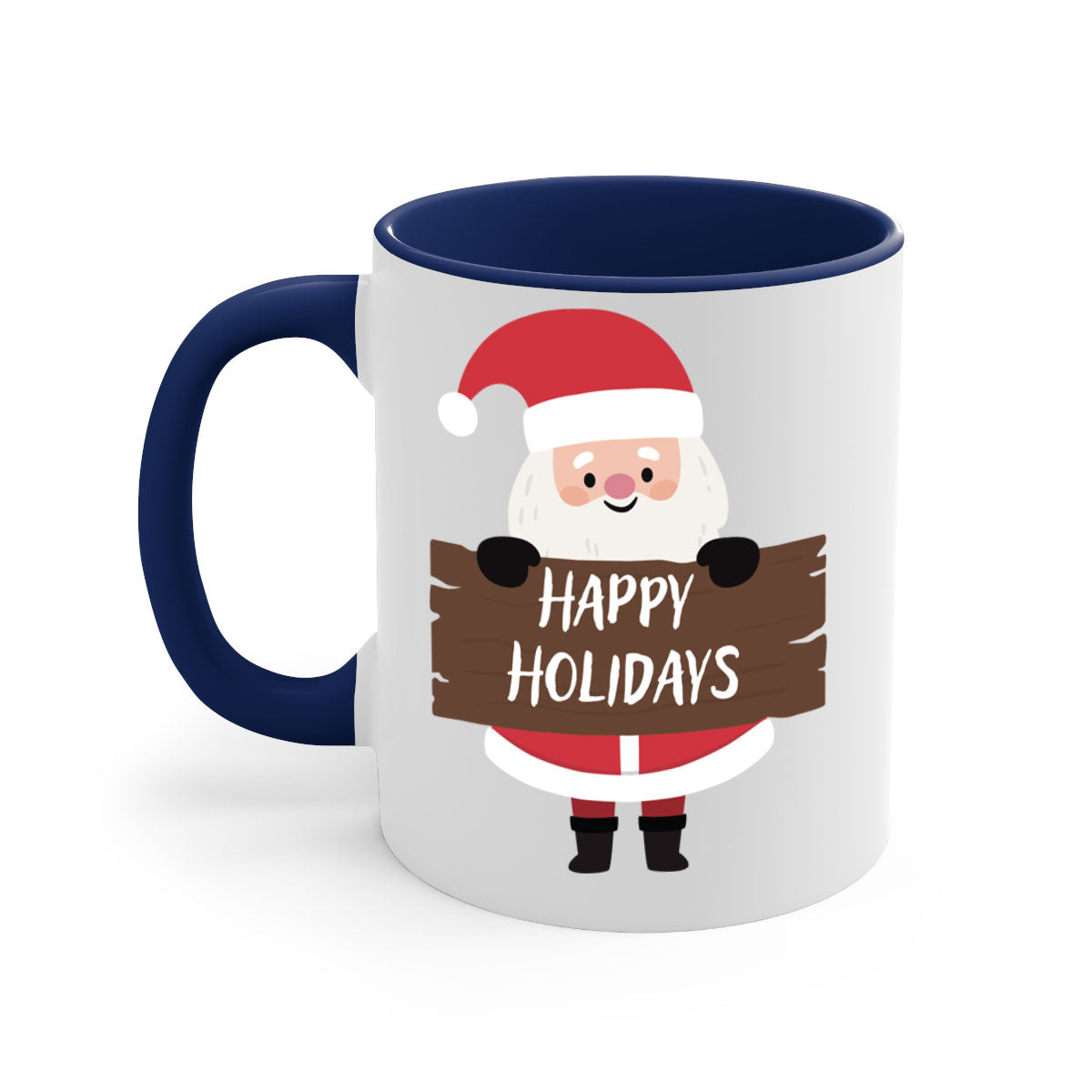 Happy Holidays Style 5# Christmas Mug with colorful handle and glossy finish, perfect for coffee or tea.