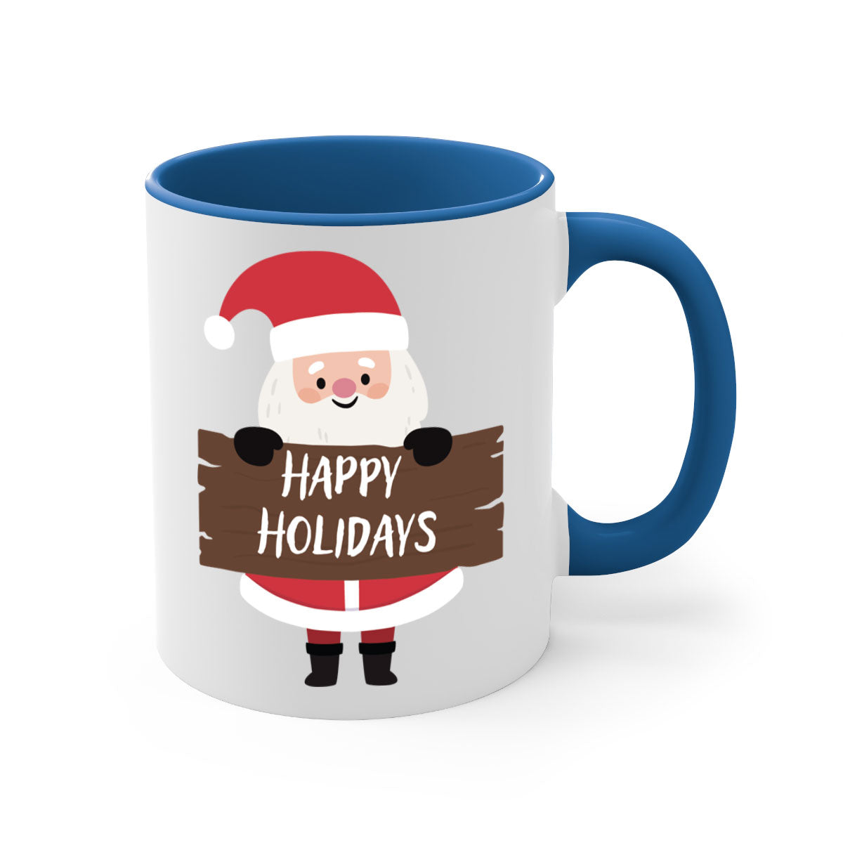 Happy Holidays Style 5# Christmas Mug with colorful handle and glossy finish, perfect for coffee or tea.
