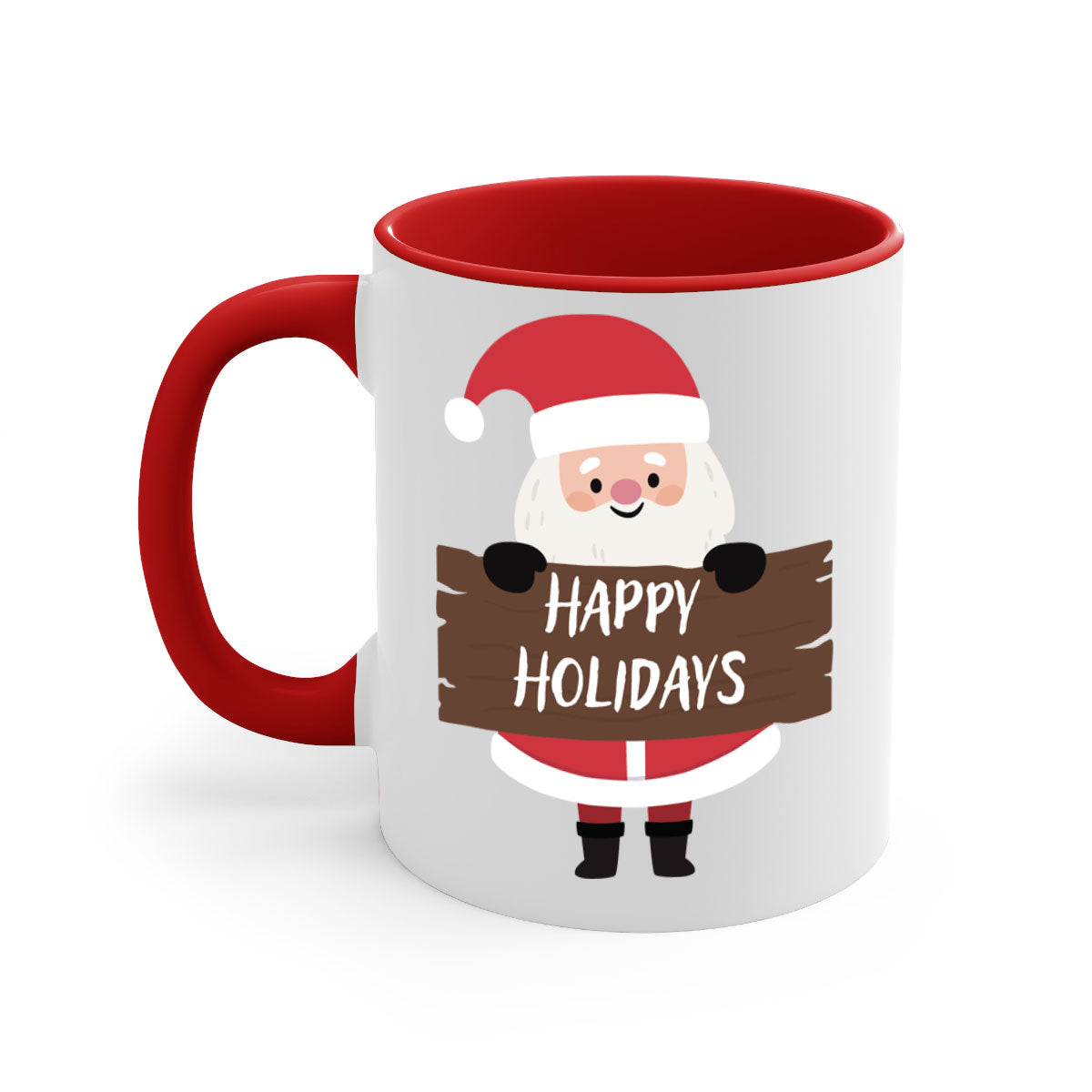 Happy Holidays Style 5# Christmas Mug with colorful handle and glossy finish, perfect for coffee or tea.