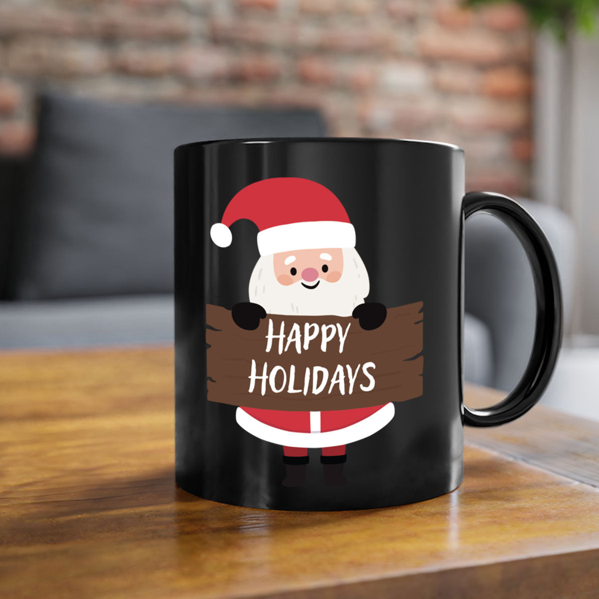 Happy Holidays Style 5# Christmas Mug with colorful handle and glossy finish, perfect for coffee or tea.