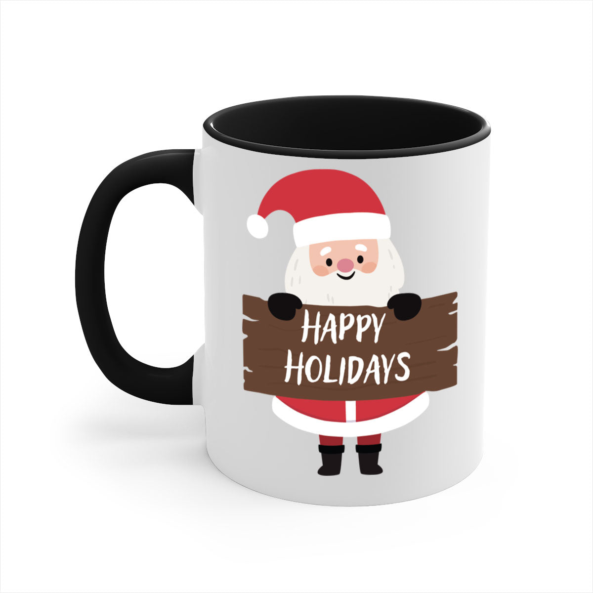 Happy Holidays Style 5# Christmas Mug with colorful handle and glossy finish, perfect for coffee or tea.
