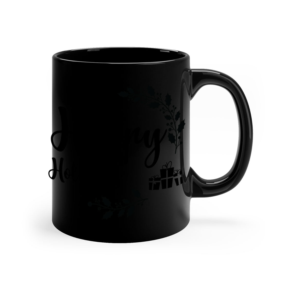 Happy Holidays Style 7# Christmas Mug with colored handle and glossy finish, available in multiple colors.