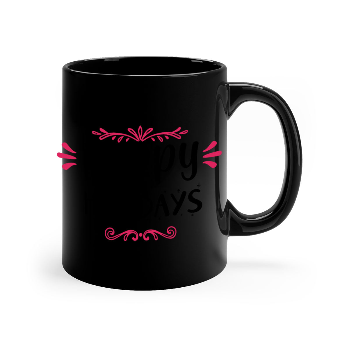 Happy Holidays Style 8# Christmas Mug with colorful handle and glossy finish, available in multiple colors and sizes.