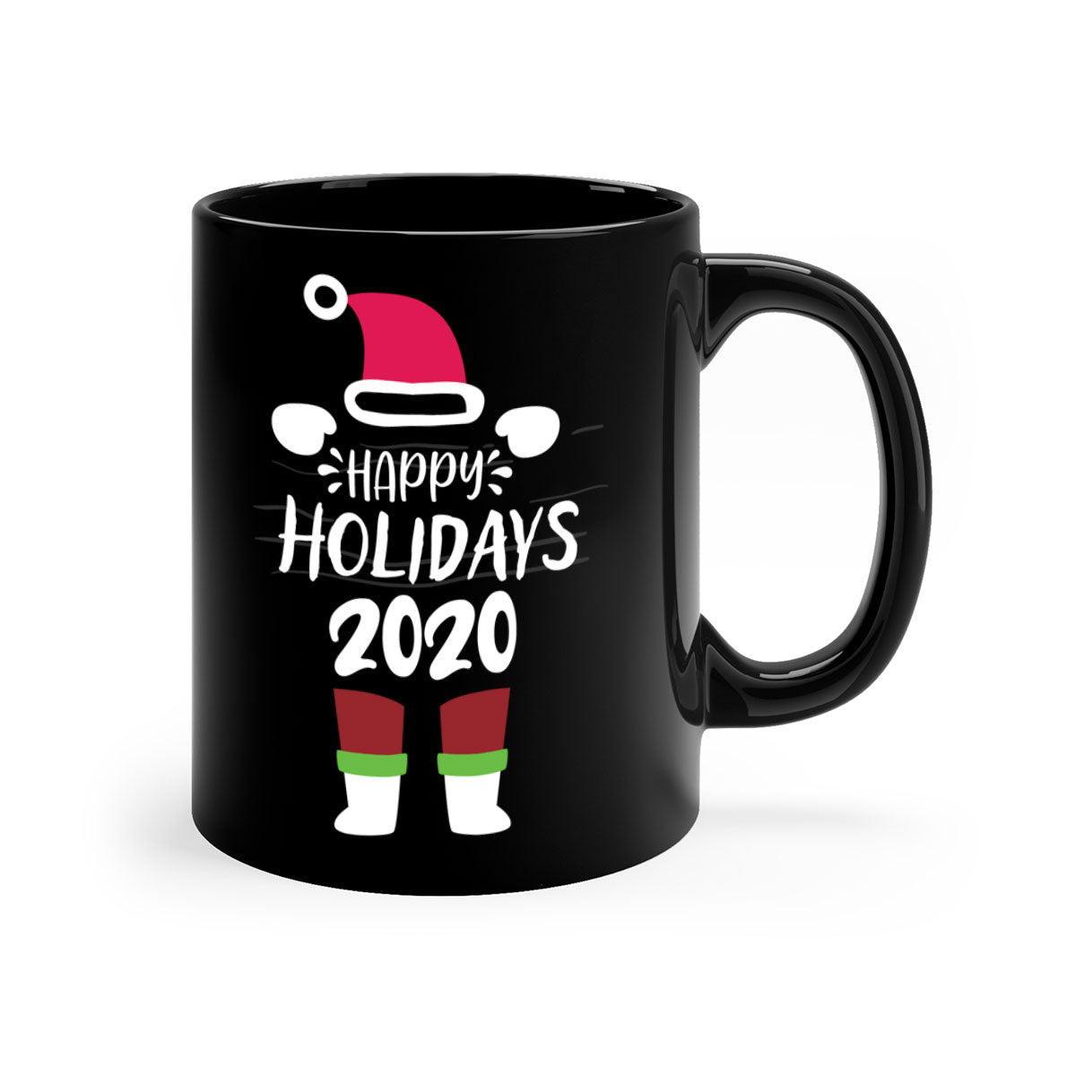 Happy Holydays Style 263# Christmas Mug with colorful handle and glossy finish, available in multiple colors.