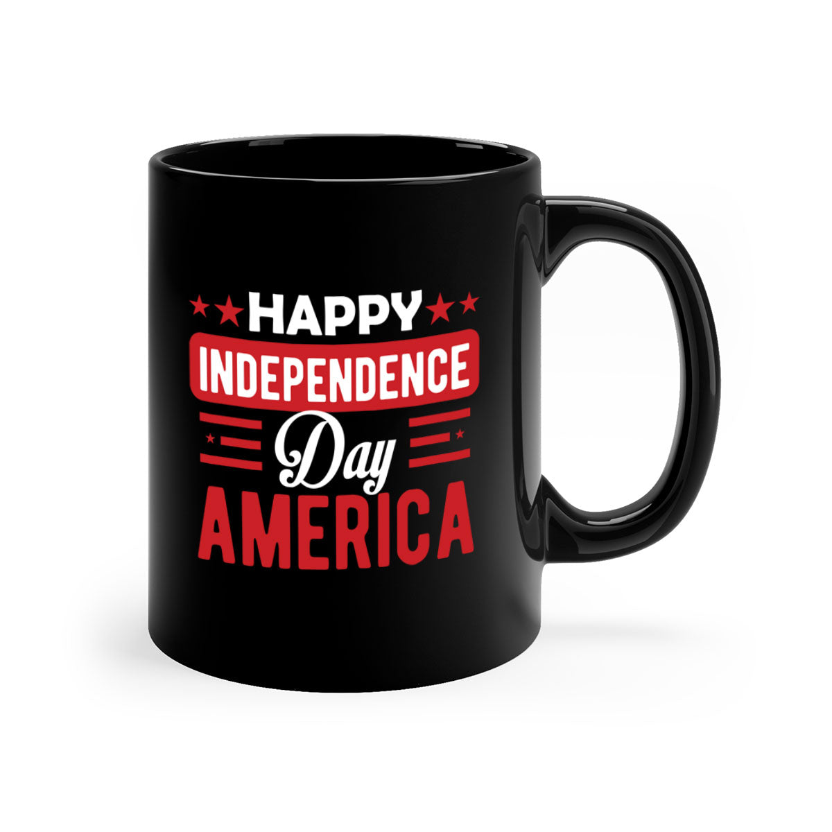 Happy Independence Day America Style 103# Mug with colorful handle and glossy finish, perfect for 4th of July celebrations.