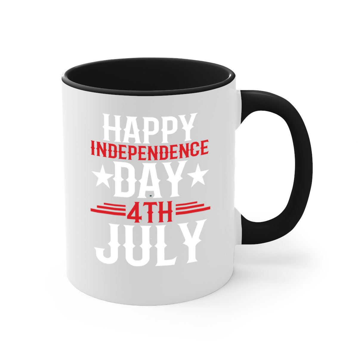 Happy Independence Day Style 104# Mug featuring a two-tone design with a colored handle and glossy finish, perfect for coffee or tea.