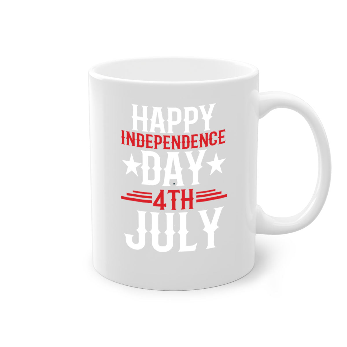 Happy Independence Day Style 104# Mug featuring a two-tone design with a colored handle and glossy finish, perfect for coffee or tea.