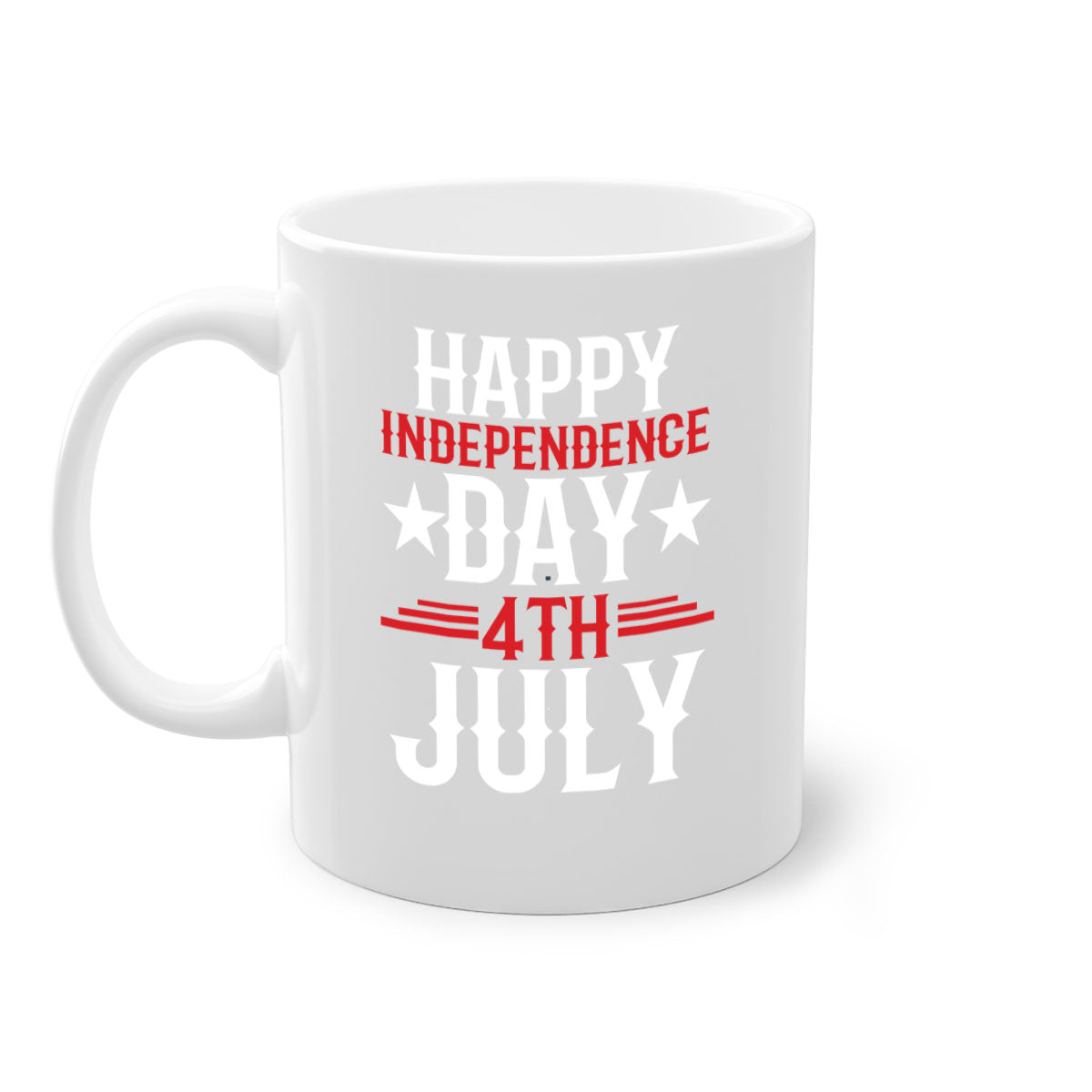 Happy Independence Day Style 104# Mug featuring a two-tone design with a colored handle and glossy finish, perfect for coffee or tea.