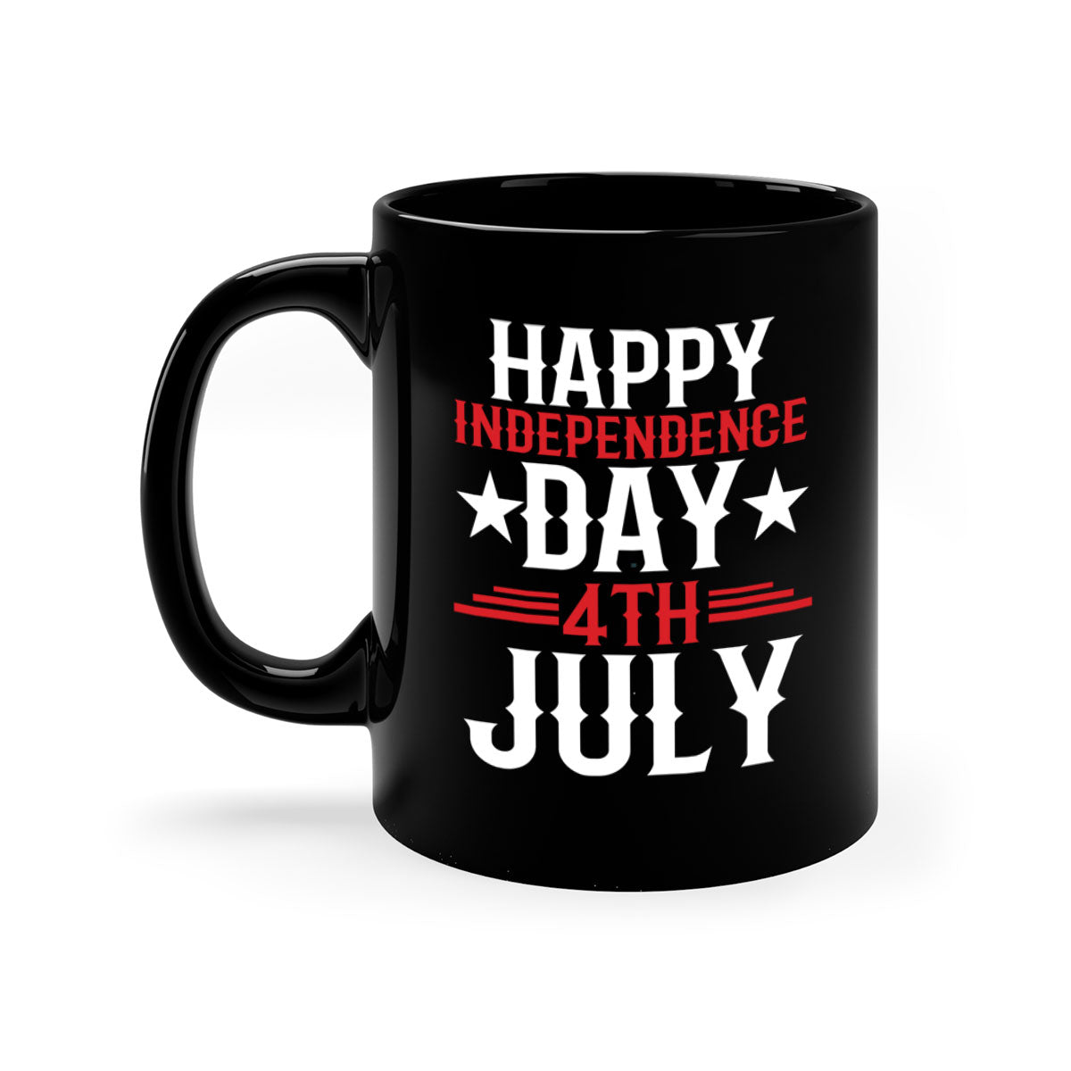 Happy Independence Day Style 104# Mug featuring a two-tone design with a colored handle and glossy finish, perfect for coffee or tea.