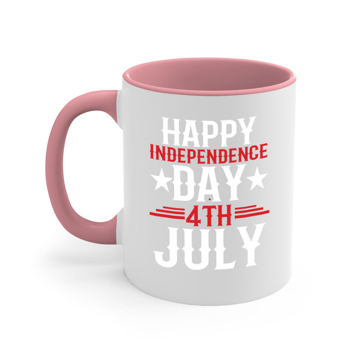 Happy Independence Day Style 104# Mug featuring a two-tone design with a colored handle and glossy finish, perfect for coffee or tea.