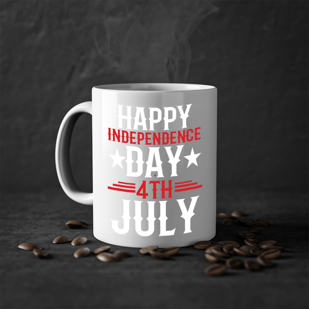 Happy Independence Day Style 104# Mug featuring a two-tone design with a colored handle and glossy finish, perfect for coffee or tea.
