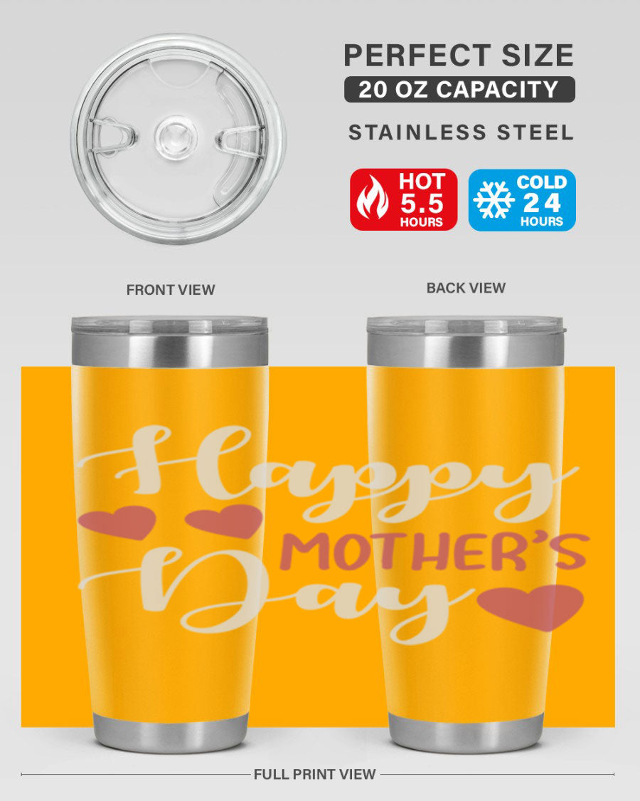 Happy Mother's Day 171# Tumbler in 20oz and 30oz sizes, featuring double wall vacuum stainless steel with copper lining and a drink-thru lid.