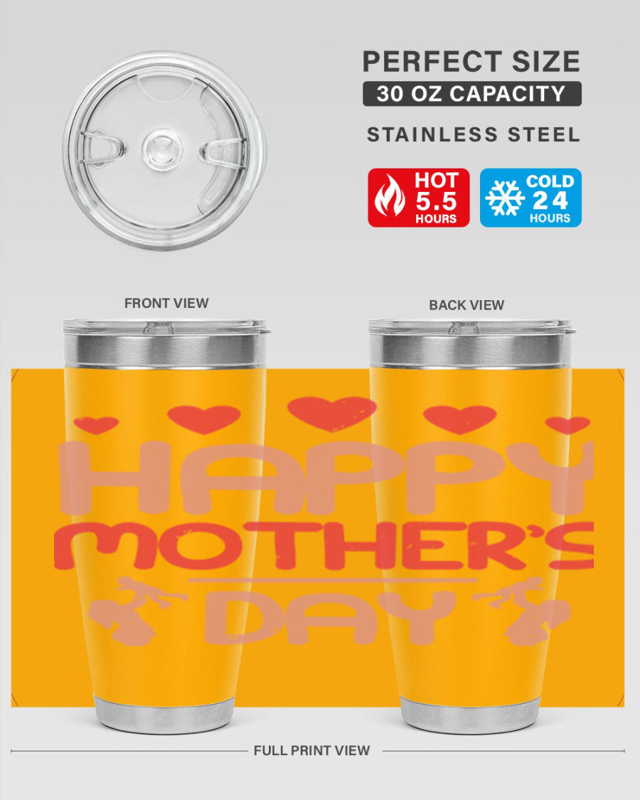 Happy Mother's Day Tumbler in 20oz and 30oz sizes, featuring double wall vacuum insulation and a stylish design.